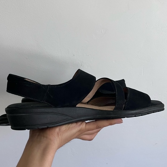 BeautiFeel Black sandals cushioned Shock Absorbing leather non slip EU 41 - Picture 1 of 11